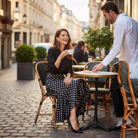 Women's Skirts Designer Caroline Constas Polka Dot Rushed Fluted Hem Silk Skirt - Picture 6 of 14